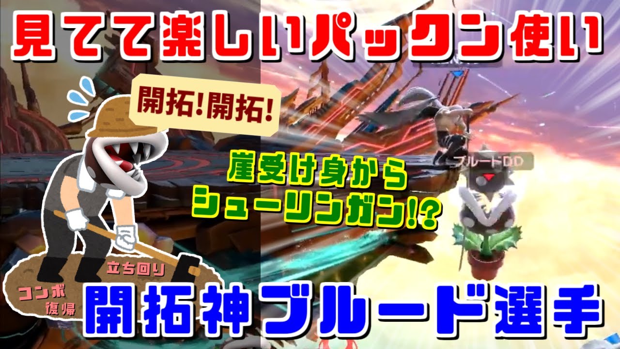 崖受身からシューリンガン撃墜!?パックンフラワー界の希望ブルード選手【スマブラSP】