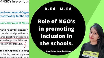 Role of NGO’s in promoting inclusion in the schools | Creating an Inclusive School