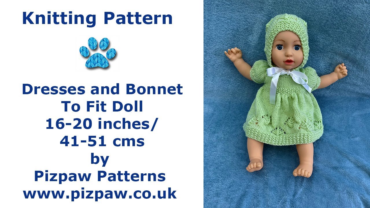 Dolls Dresses and Bonnet Knitting Pattern to fit 16-20 inches/41-51 cms ...