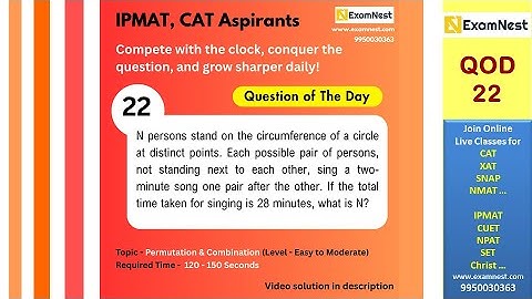 Question of the Day - 22 | Permutation & C0mbination | Easy to Moderate | CAT | IPMAT | NMAT