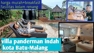 Kolam renang di vila ini menghadap gunung | Staycation Villa di Batu Malang