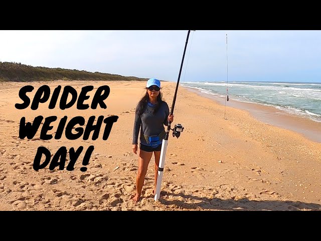 SURF FISHING in Heavy Current with Spider Weights, We did catch a Nice  Keeper Pompano! 