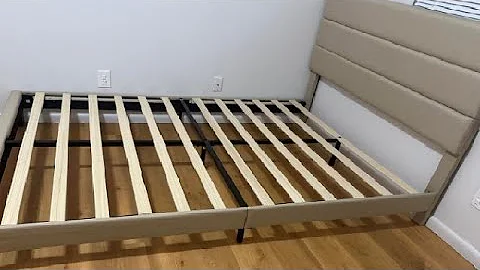 Allewie King Bed Frame Platform Bed w/ Fabric Upholstered Headboard and Wooden Slats Support Review