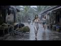 Walking in Heavy Rain in a Quiet Village - 4K ASMR Ultra Realistic Rain Sounds for Sleep