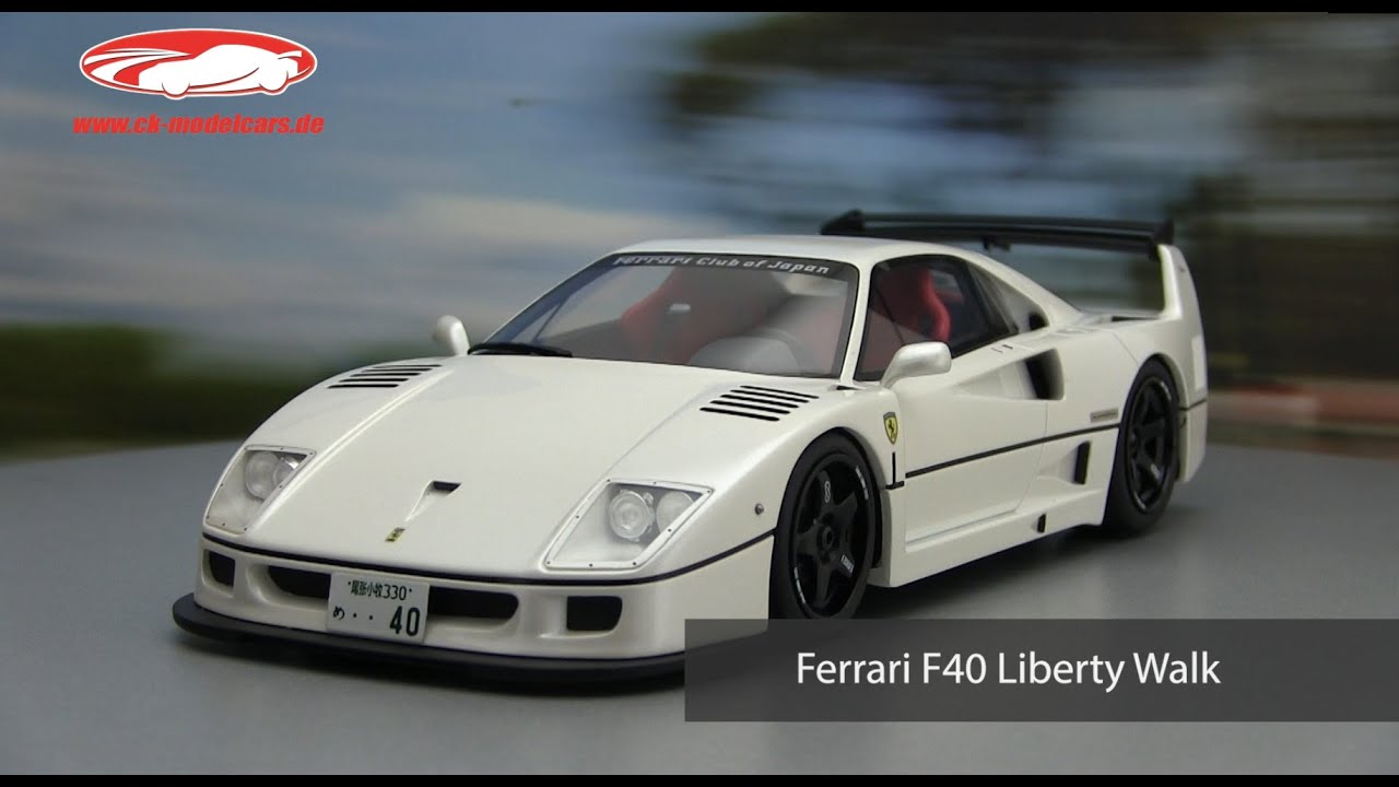 ck-modelcars-video: Ferrari F40 Liberty Walk Baujahr 1994 weiß / schwarz  1:18 GT-Spirit 