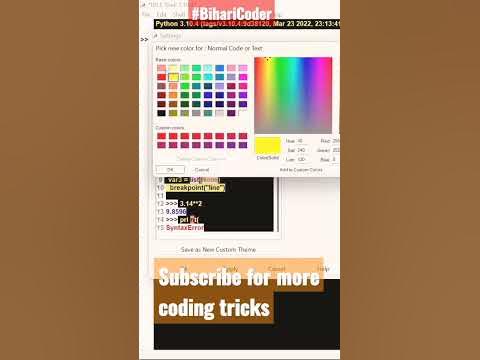 Change colors of Python | Python idle color change | #codersadda # ...