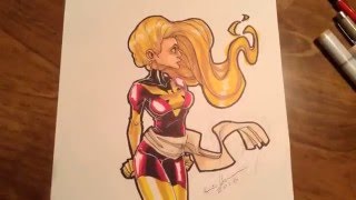 Jean Grey Phoenix time lapse traditional art