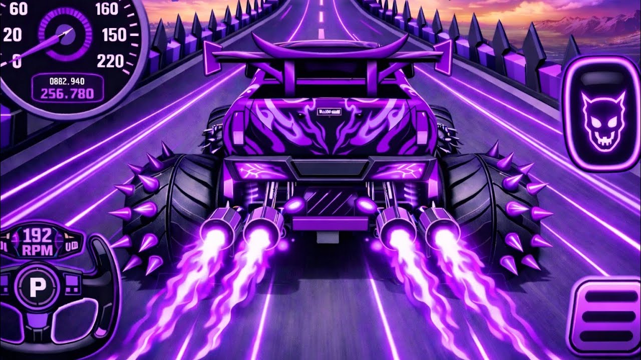 Mega Ramp Monster Truck Racing 3D – Purple Monster Truck Extreme Stunts Gameplay #viral #carracing 😱