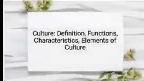 Culture:Definition, Functions, Elements of Culture