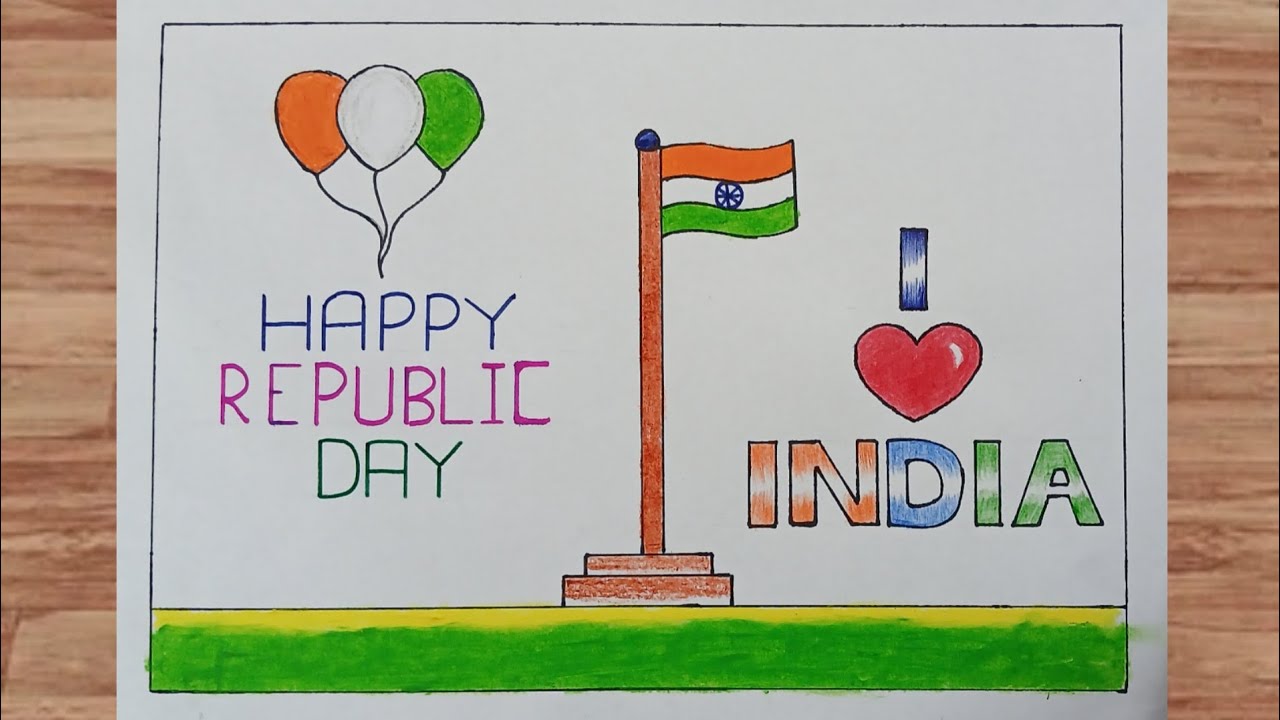 Happy Republic Day Drawing | I Love India Drawing 🇮🇳 #republicdaydrawing #26januarydrawing 
