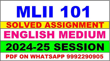 MLII 101 solved assignment 2024-25 | MLII 101 solved assignment in english 2025 | MLII 101 2024-25