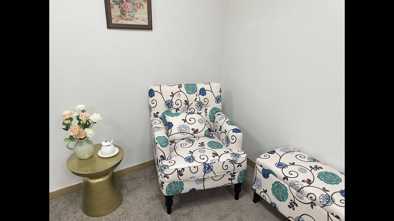 HUIMO Tufted Club Chair,Accent Chair with Lumbar Pillow