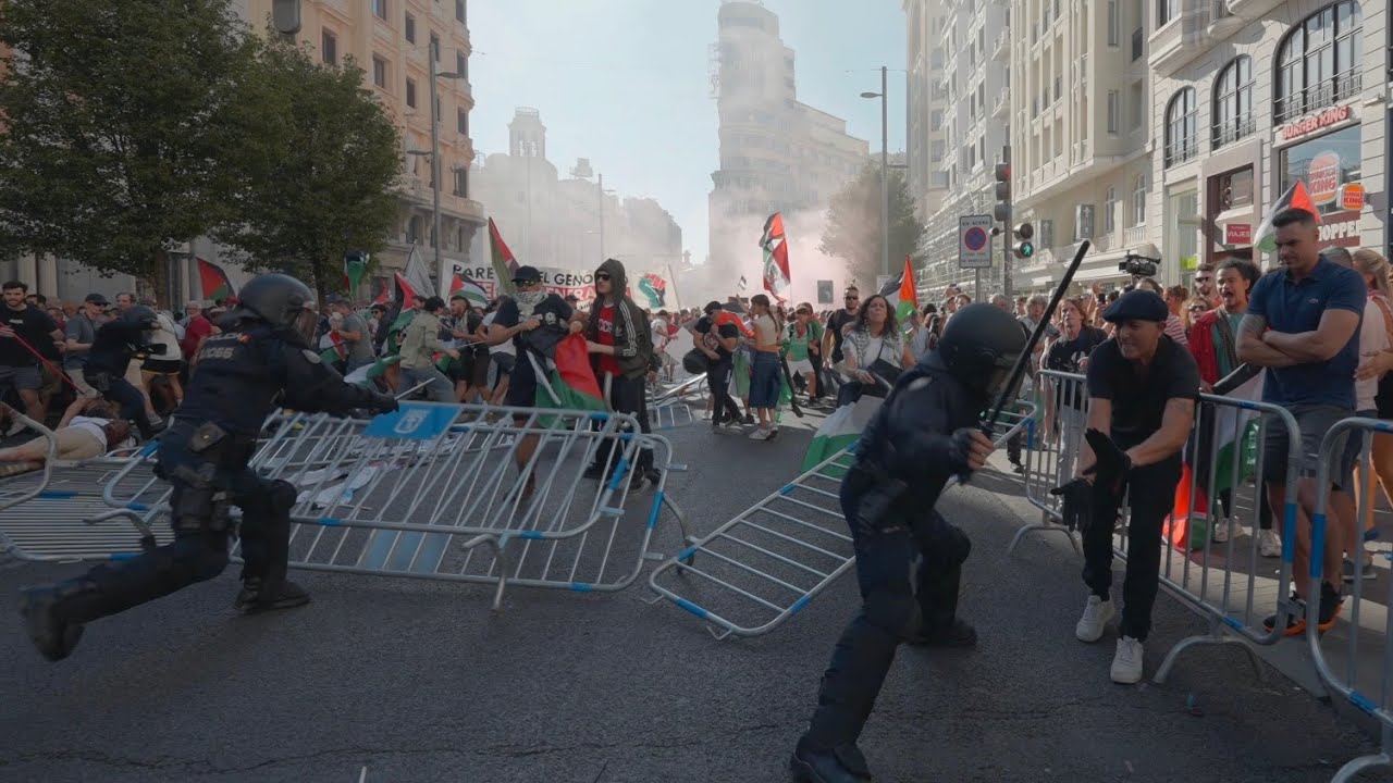 Disturbios en Madrid durante protestas pro-Palestina en la Vuelta a España