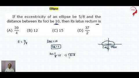 If the eccentricity of an ellipse be 5 8 and the distance between its foci be 10
