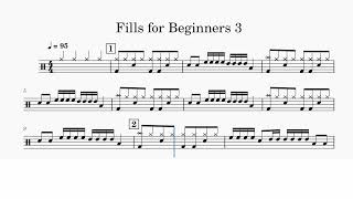 #12 Drums Exercise - Fills for beginners 3 | 95 BPM