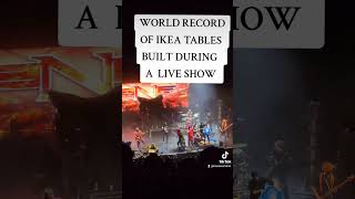 World record of IKEA tables being built on stage