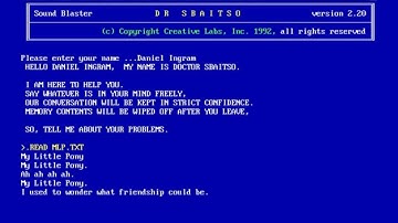 Dr  Sbaitso Sings My Little Pony