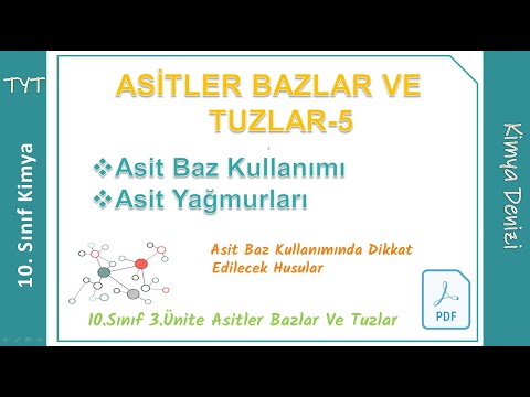 ASİTLER BAZLAR TUZLAR -5 Asit Baz Kullanımı Asit Yağmurları Konu Anlatımı Soru Çözümü 10.Sınıf TYT