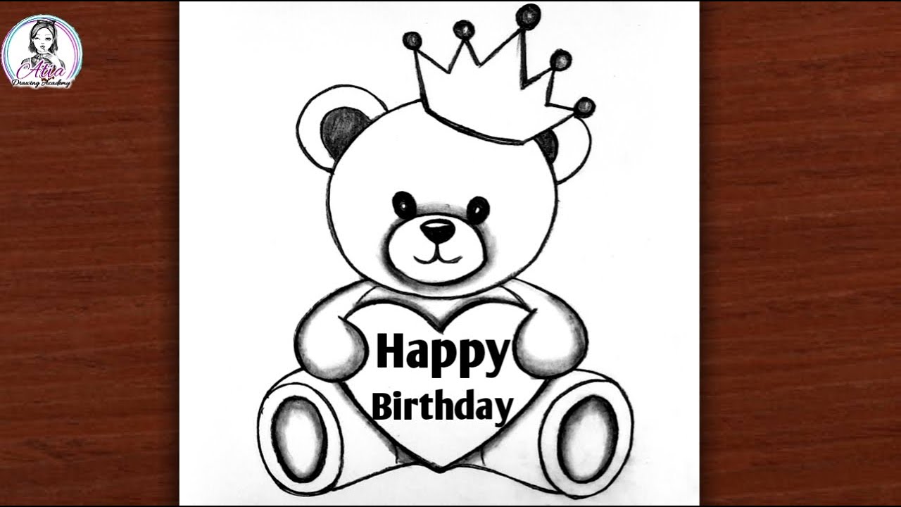 How to Draw Cute Teddy Bear with Heart | Birthday Drawing Easy | Drawing Pictures Pencil Sketch