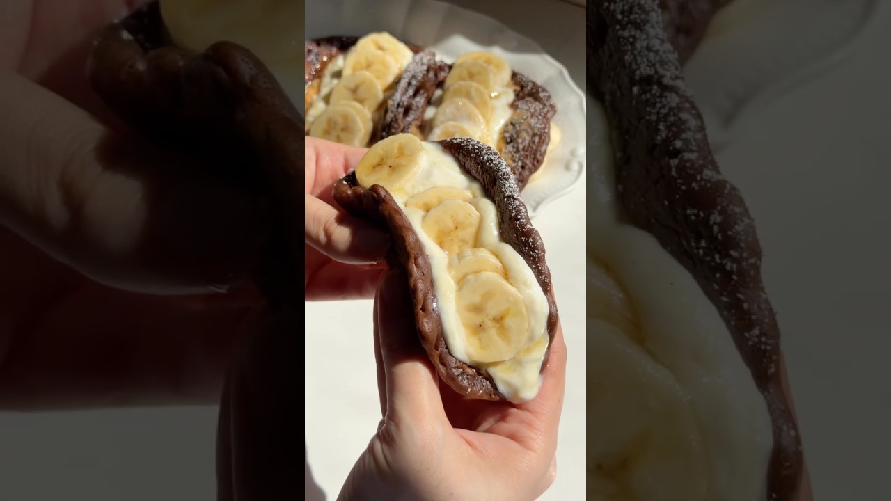 Taco tuesday gets a breakfast remix with our choc banana pancakes 🥞 #shorts #breakfast #pancakes
