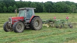Silage 2022 - Rowing up 1st cut with Massey Ferguson 3095 & Krone Swadro