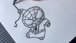 How to draw a Cute spiderman - step by step easy!