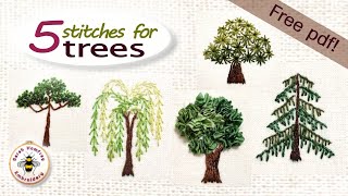 Tutorial on how to embroider trees with five easy stitches!