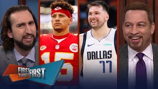 Chiefs49ers Super Bowl rematch, Luka & Mavs beat Thunder, Bears playoff bound? | FIRST THINGS FIRST