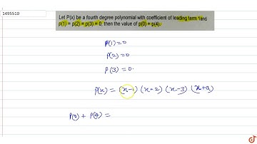 Let `P(x)` be a fourth degree polynomial with coefficient of leading term `1 and p(1) = p(2) =
