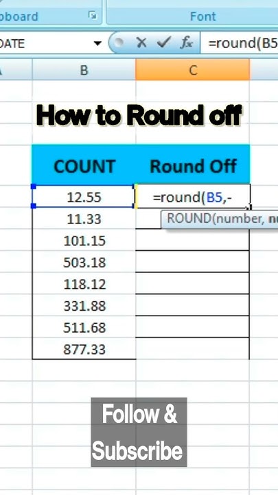 Excel round off formula round off in excel to nearest 1 round off