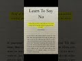 learn to say no 💯 #motivation #success #mindset #discipline #selfimprovement #shorts