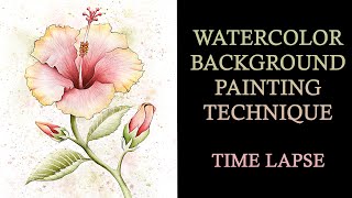 Painting a Soft Watercolor Background on a Hibiscus Flower - Time Lapse screenshot 1