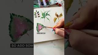 Watercolor🍃Leaves Made Easier🎨 #watercolorart #watercolorforbeginners #art #watercolorflower