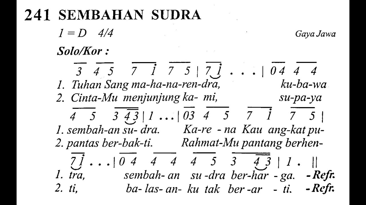 SEMBAHAN SUDRA   Madah Bakti No 241