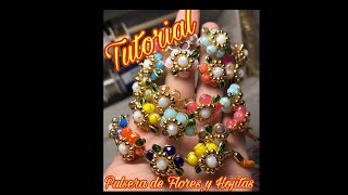 Pulsera de flores y hojitas alambrada