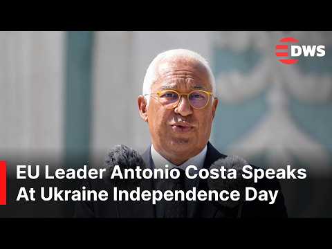 Video EU Council President Antonio Costa Delivers Powerful Speech In Kyiv Independence Day Event | AQ14