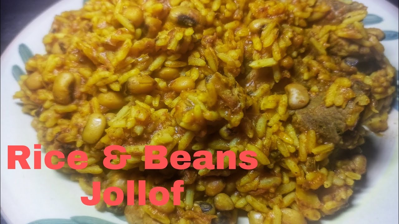 How to cook delicious rice and beans jollof/ palm oil rice and beans