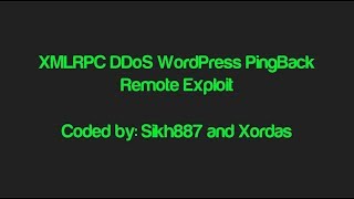 Attack using WordPress ( DDoS / DrDoS ) [ Video Test ]