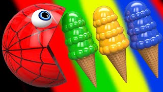 العاب بنات و العاب للأطفال Learn Colors with PACMAN   Ice Cream Surprise Toy Street Vehicle for Kid