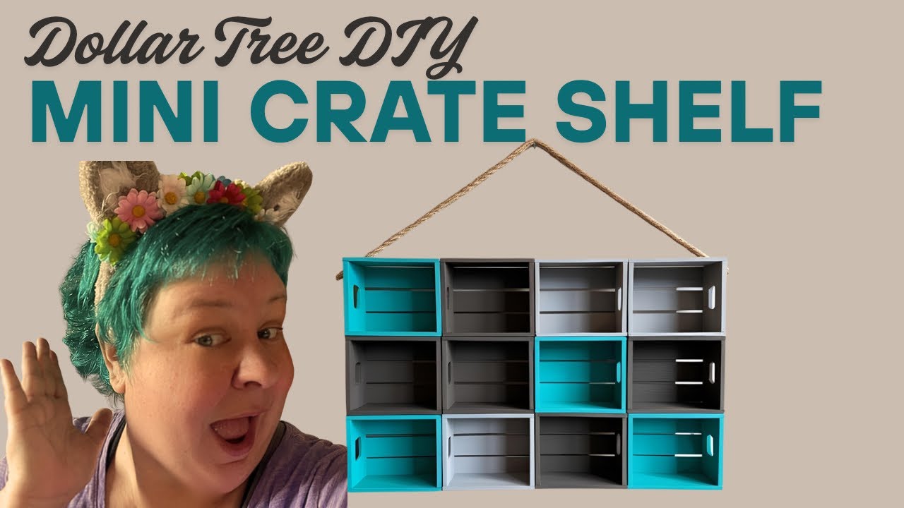 How to Make a DIY wall shelf with Dollar Tree Mini Crates - YouTube
