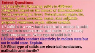 The Solid State: Answers of the Intext Questions from 1.6 to 1.9। Class 12। CBSE Board। NCERT Book।