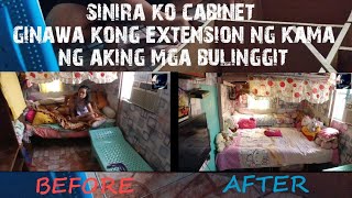 DIY bed extension with deviders from old cabinet