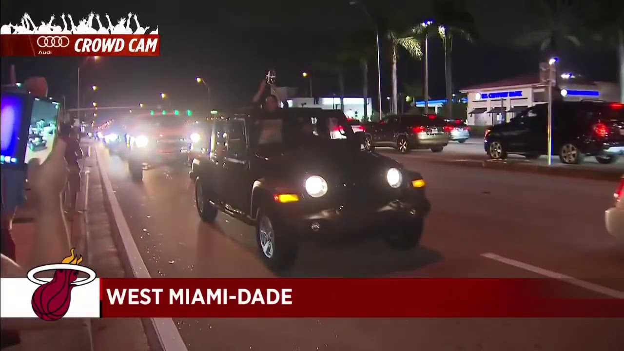 Miami Heat fans come out with pots and pans and more to celebrate Heat