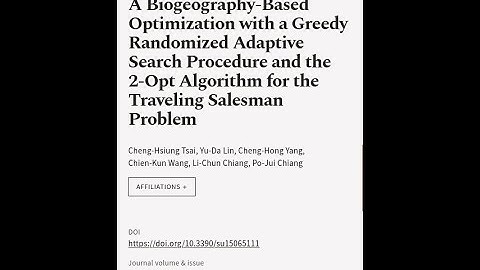 A Biogeography-Based Optimization with a Greedy Randomized Adaptive Search Procedure ... | RTCL.TV