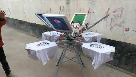 4 color 4 stations Manual textile screen Printer Machine