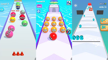 Ball Run 2048 vs Numbers Ball Blend Challenge vs Number Dash 3 in one Gameplay Run & Merge