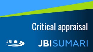 13 JBI SUMARI Tutorial: Critical appraisal