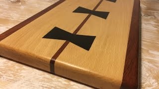 Making ebony bow tie for a chopping board. I have used beech and mahogany to make the board. The bow ties are ebony as stated 