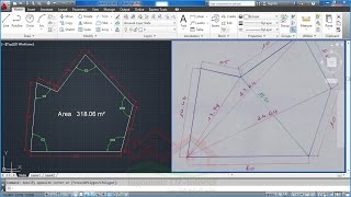 شرح إسقاط قطعة أرض معقدة الشكل من الواقع إلى Autocad بالأبعاد و الزوايا الصحيحة + حساب مساحتها