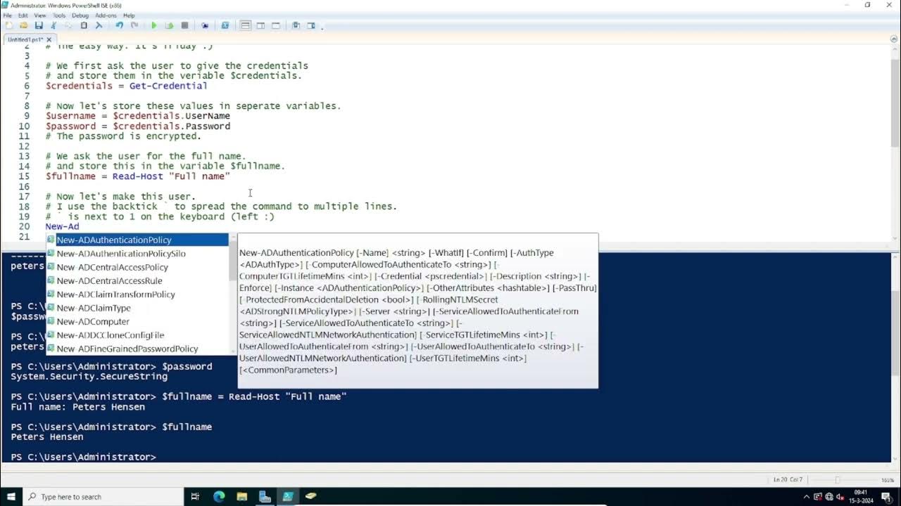 New aduser example 1 in powershell mestreechse episode youtube
